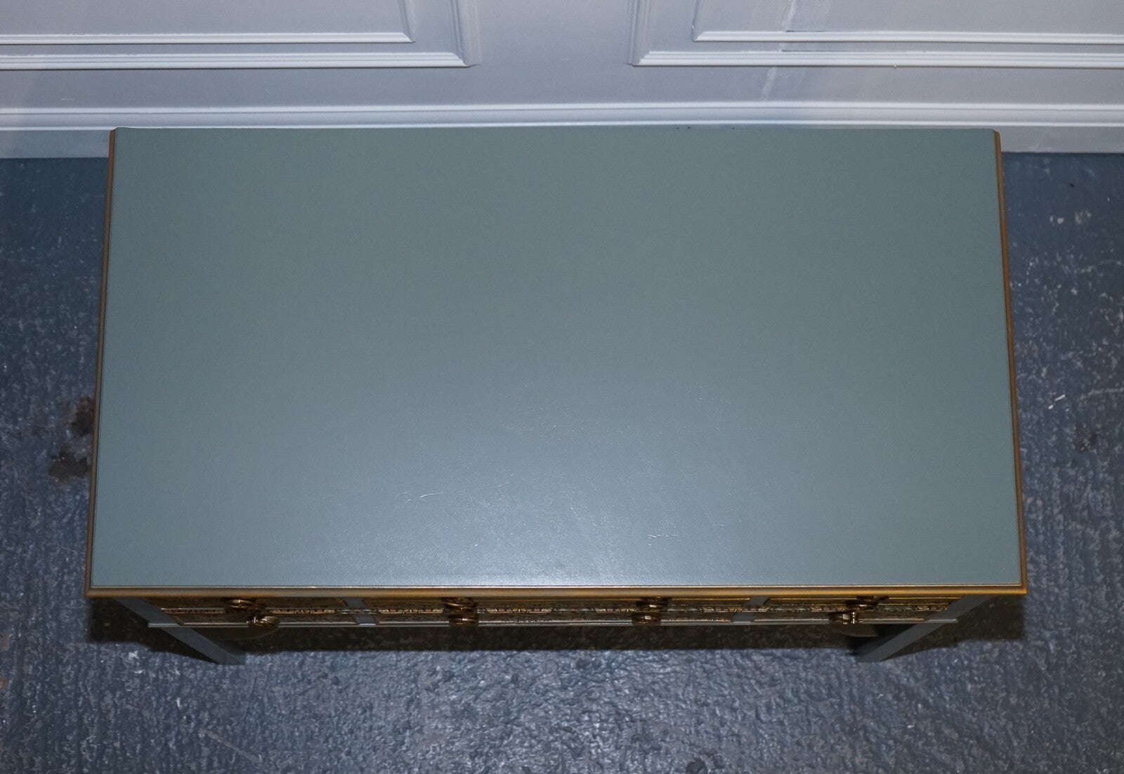 EUCALYPTUS GREEN & GOLD CONSOLE TABLE SIDEBOARD STRAWBERRY THIEF WILLIAM MORRIS