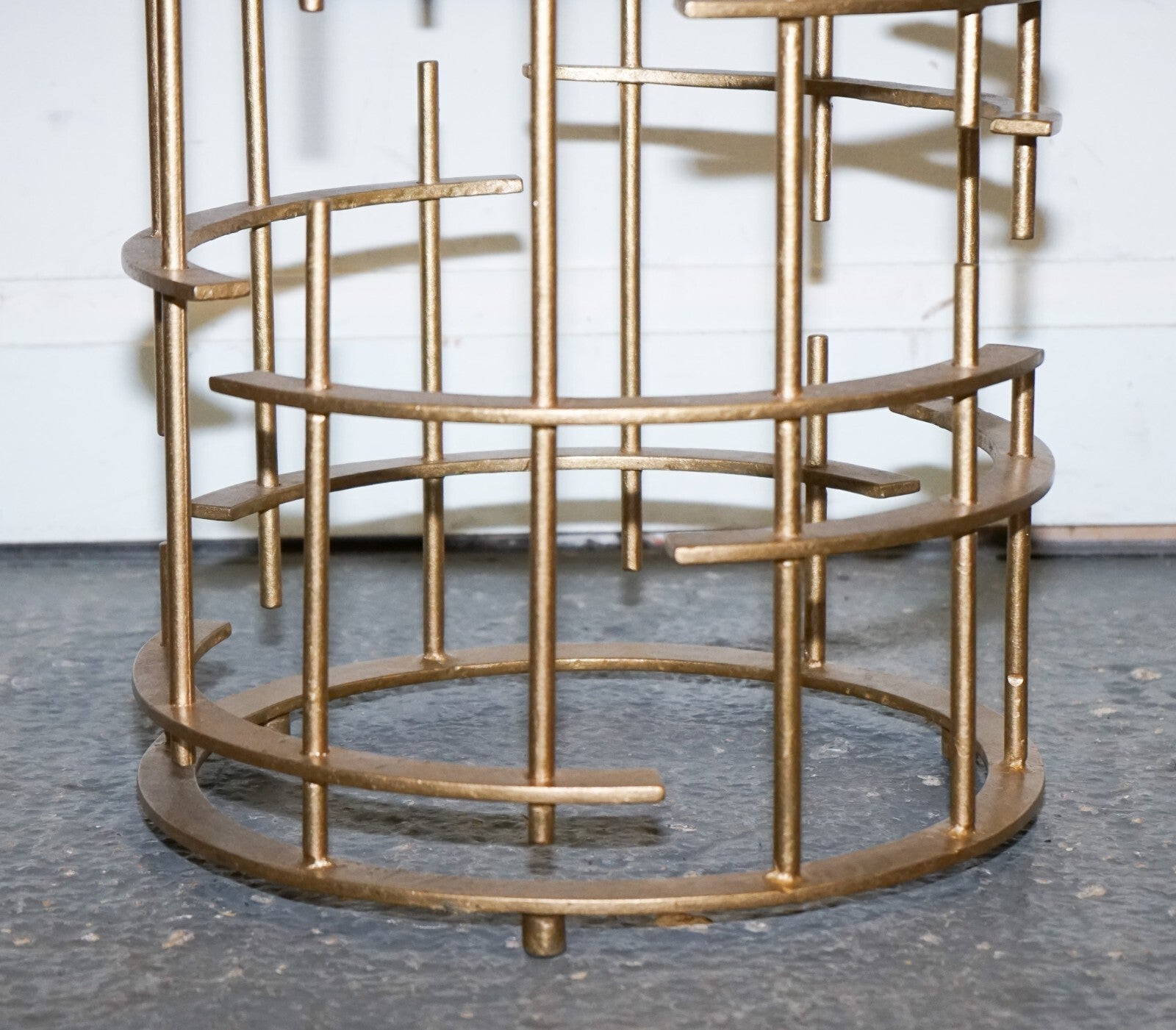 STUNNING ART DECO STYLE CYLINDRICAL MARBLE METAL GOLD BASE PLANT LAMP SIDE TABLE