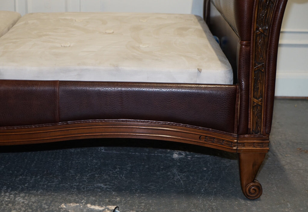 STUNNING KING SIZE BONAPARTE CARVED LEATHER BED AND SO TO BED RRP £14,000