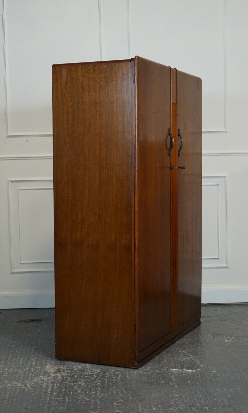 VINTAGE ART DECO MAHOGANY TWO DOOR WARDROBE BY LEBUS FURNITURE J1