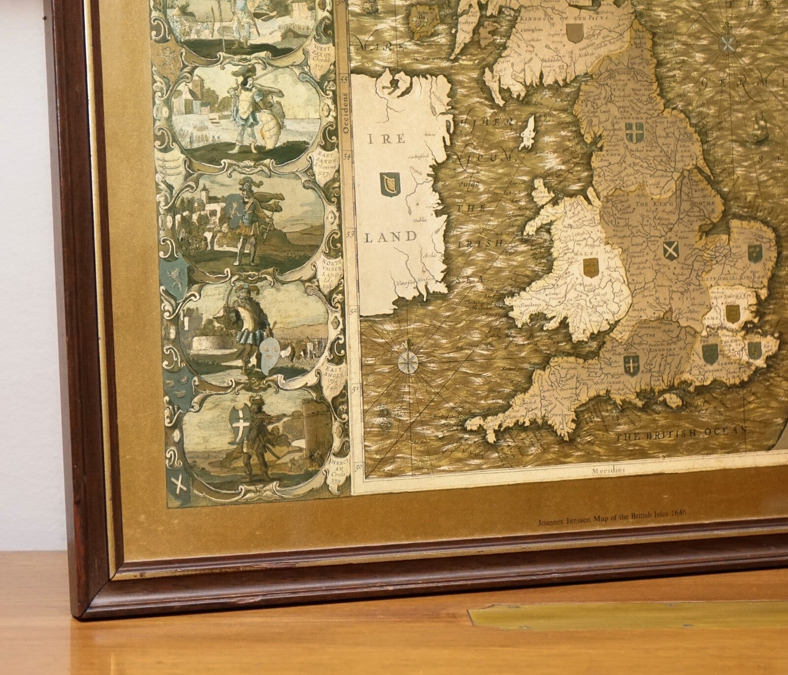 VINTAGE GOLD FOIL MAP OF THE BRITISH ISLES 1646 BY JOANNES JANSSEN