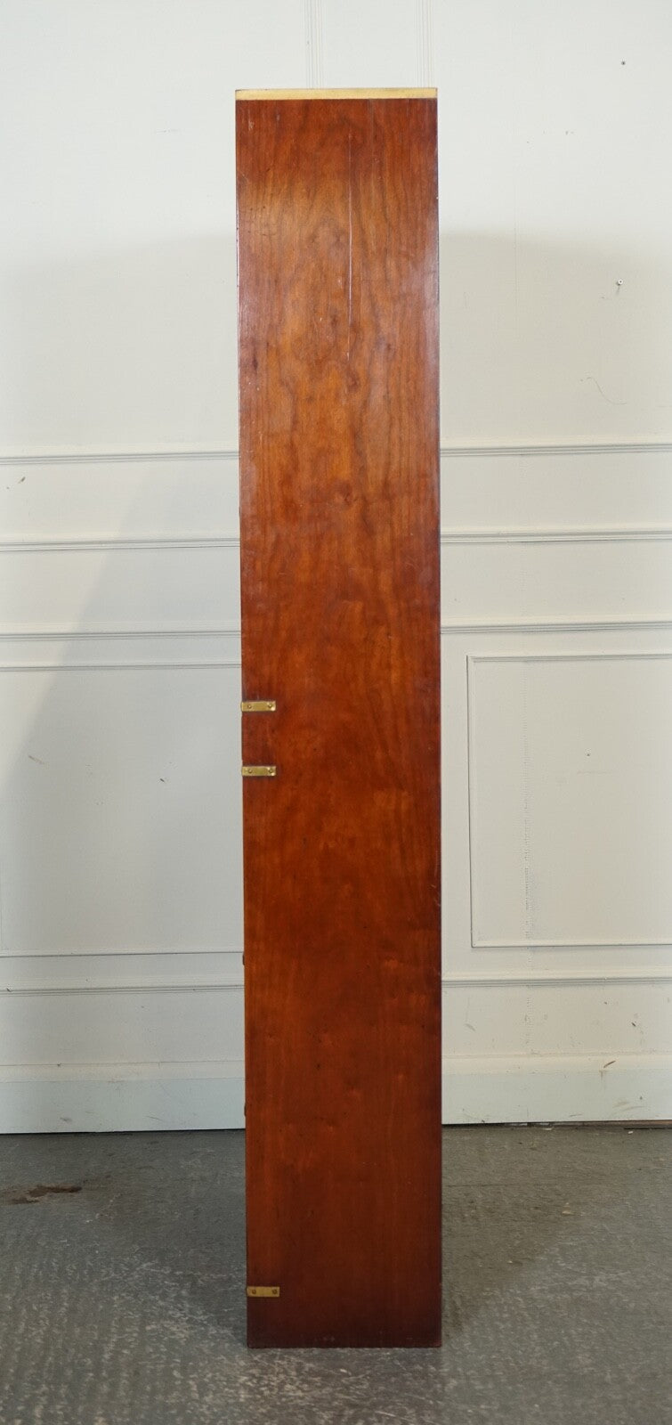 HARRODS LONDON KENNEDY THREE DRAWERS BURR YEW WOOD & BRASS MILITARY BOOKCASE
