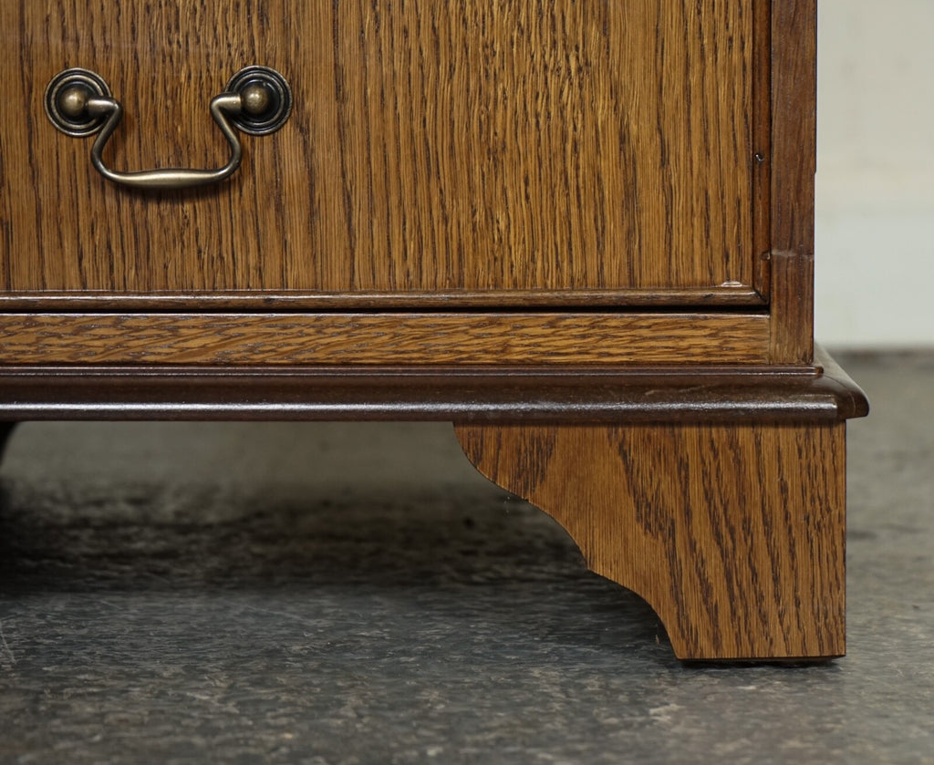 VINTAGE OAK OFFICE FILLING CABINET TWO DRAWERS BROWN LEATHER TOP PART OF SUITE