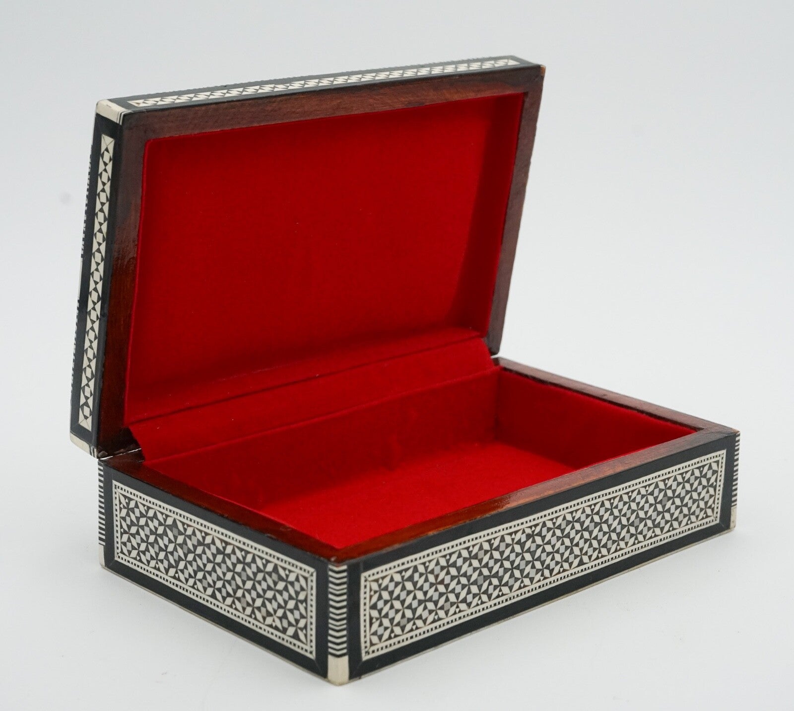 MOORISH MICRO MOSAIC INLAID MOTHER OF PEARL TRINKET JEWELLERY STORAGE BOX