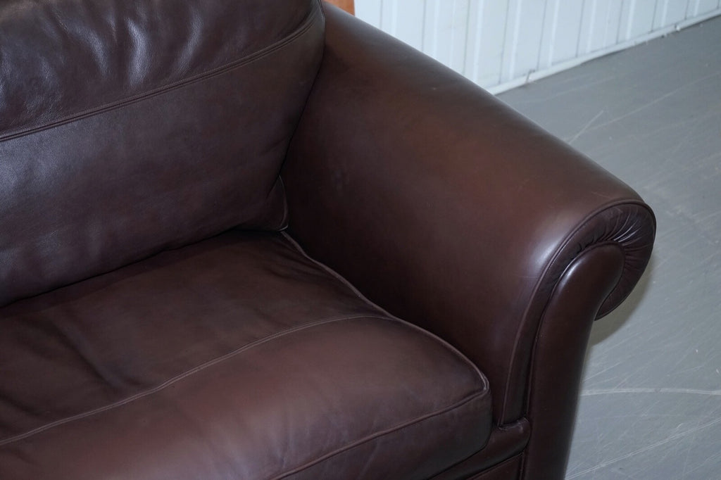 HARRODS DIVINE DURESTA GARRICK 3 SEATER BROWN LEATHER FEATHER FILLED RRP £5,000