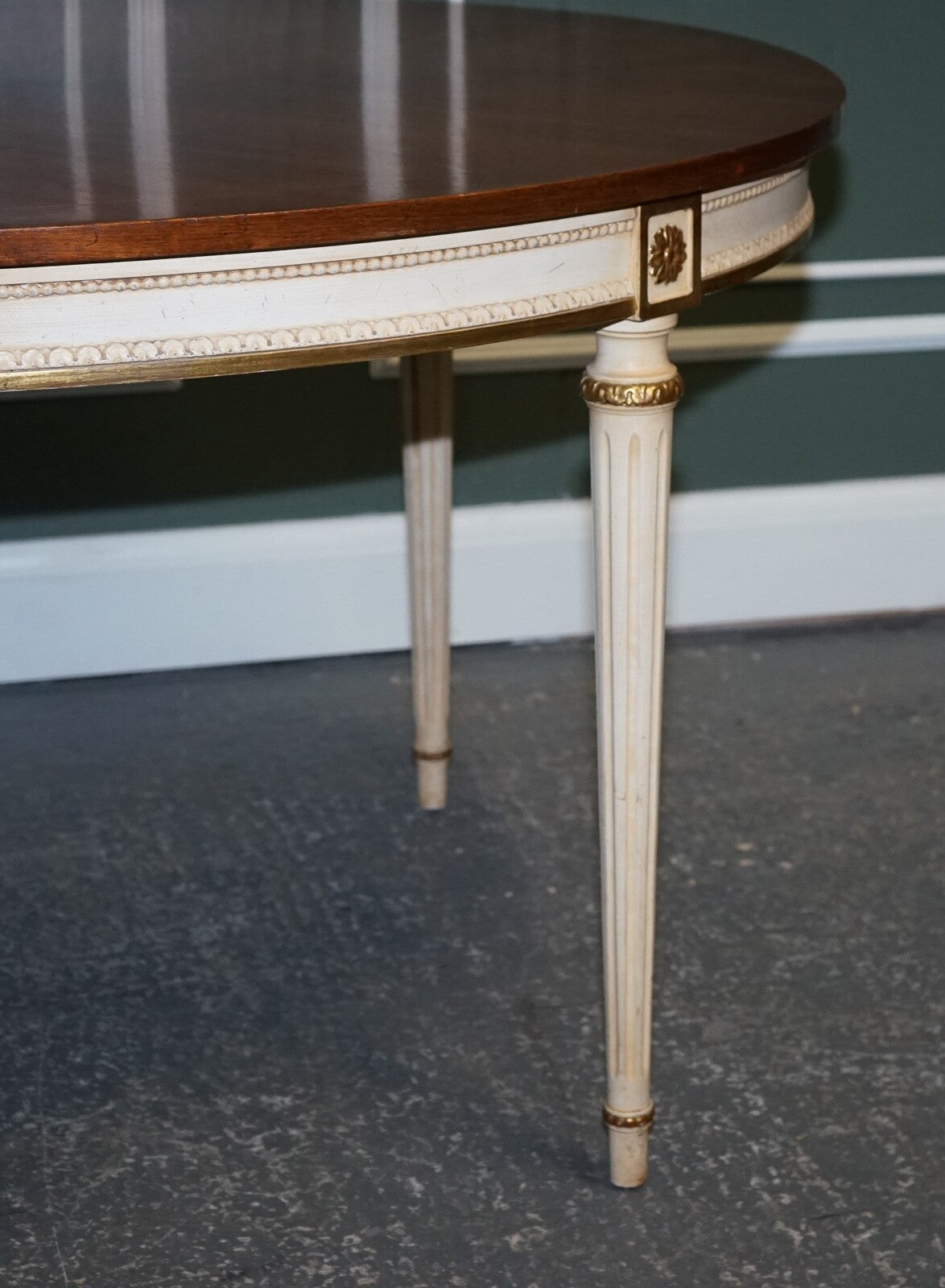 KINDEL FURNITURE CHERRYWOOD & HANDPAINTED GILDWOOD EXTENDABLE DINING TABLE