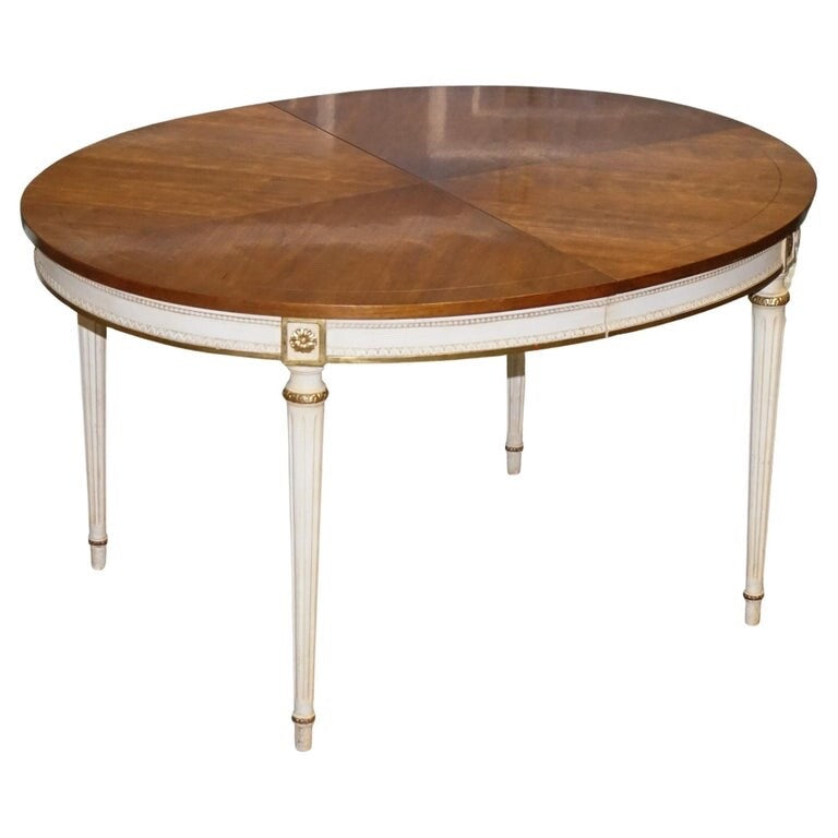 KINDEL FURNITURE CHERRYWOOD & HANDPAINTED GILDWOOD EXTENDABLE DINING TABLE
