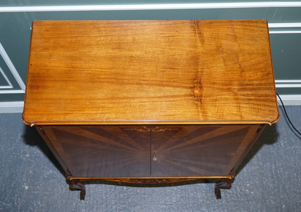 GORGEOUS FRENCH WALNUT PARQUETRY DRINKS COCKTAIL BAR CABINET CUPBOARD