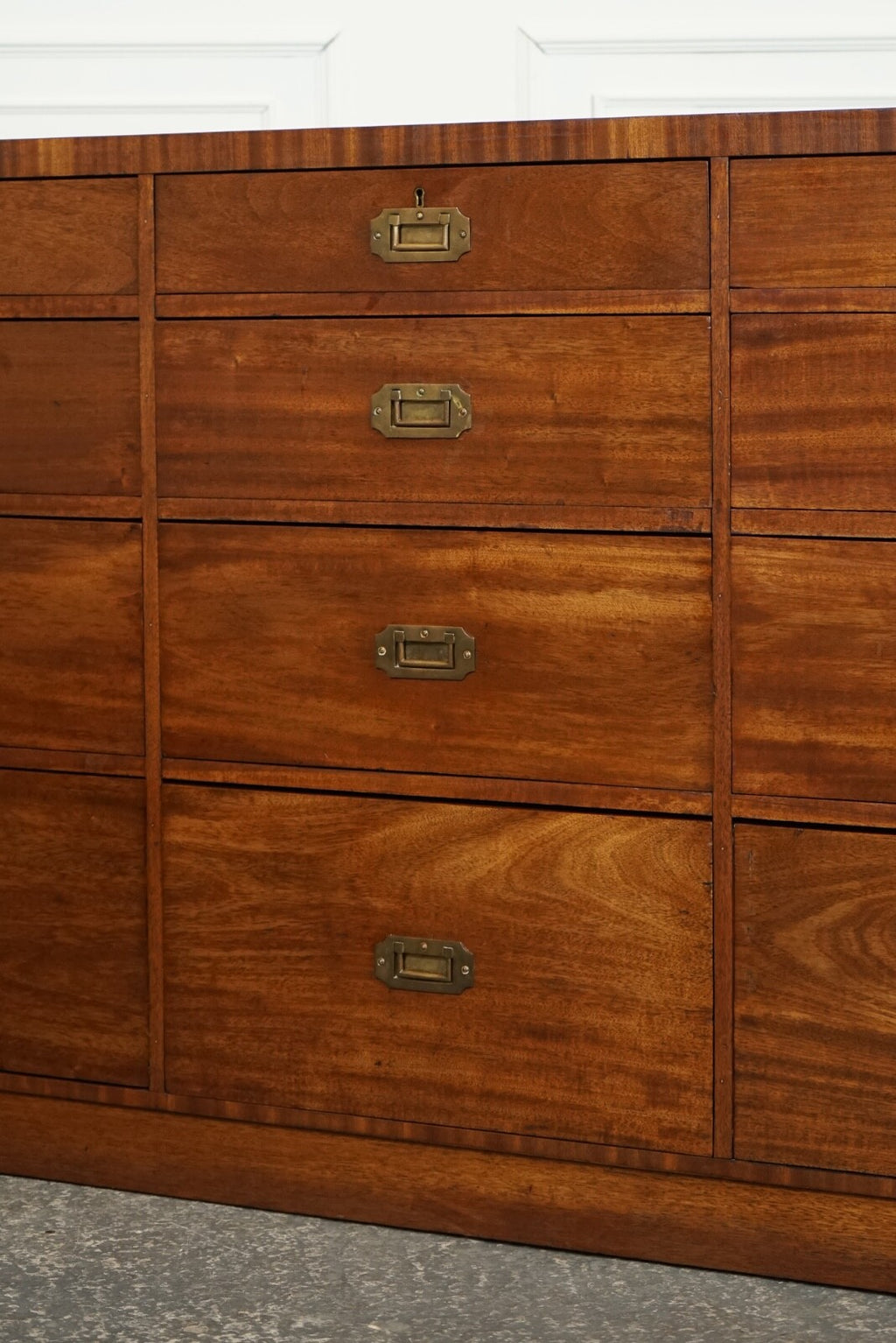 RARE ANTIQUE MILITARY CAMPAIGN MERCHANTS COUNTER SIDEBOARD GRADUATED DRAWERS