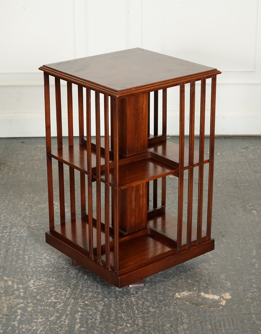 LOVELY ANTIQUE SHERATON REVIVAL INLAID REVOLVING BOOKCASE END TABLE