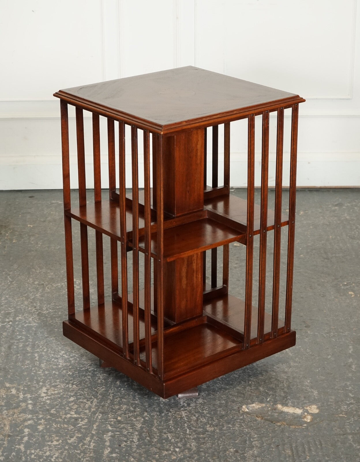 LOVELY ANTIQUE SHERATON REVIVAL INLAID REVOLVING BOOKCASE END TABLE