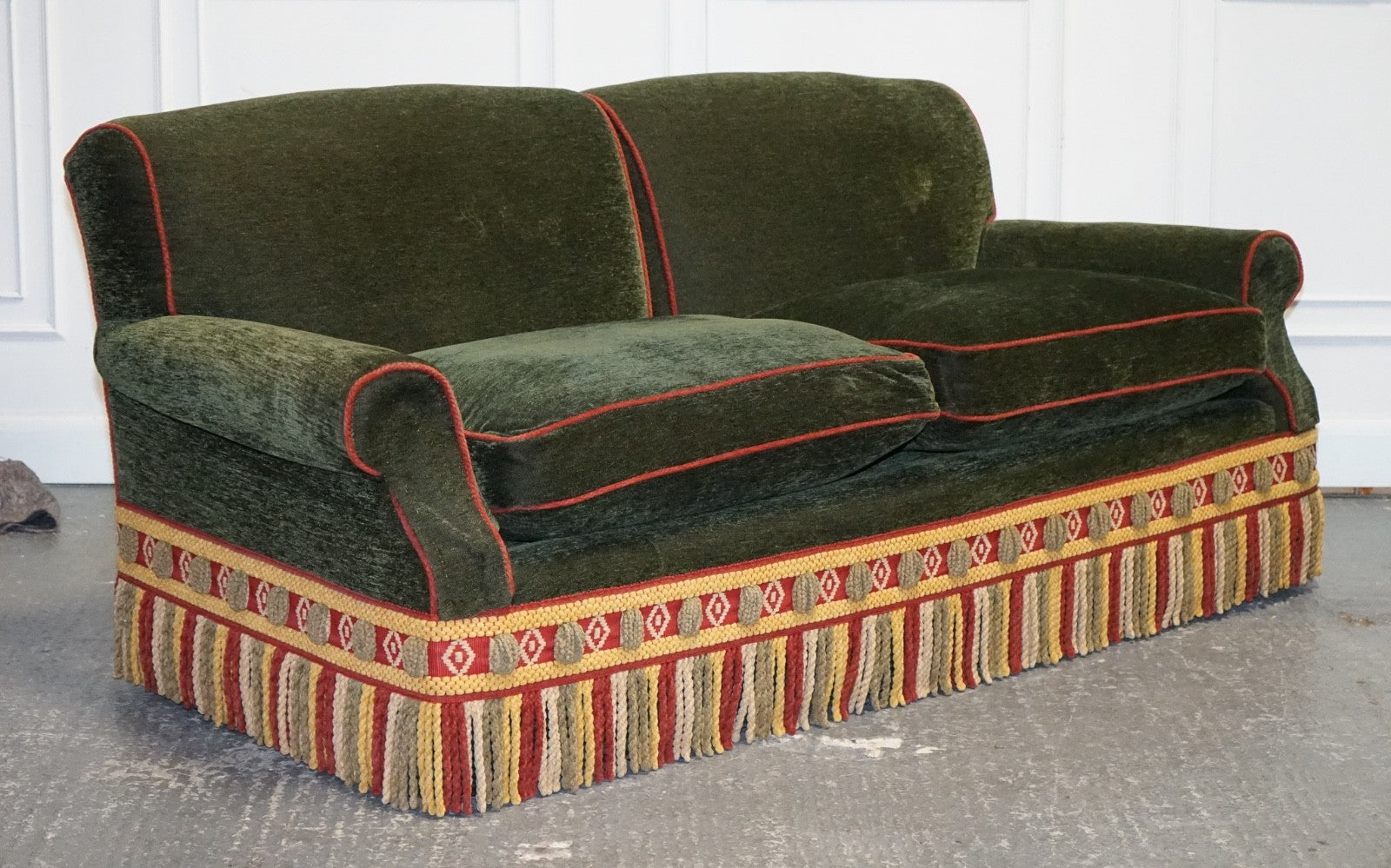 PETER DUDGEON BRITISH HANDMADE GREEN FABRIC HOWARD STYLE 3 SEATER SOFA RRP£12000