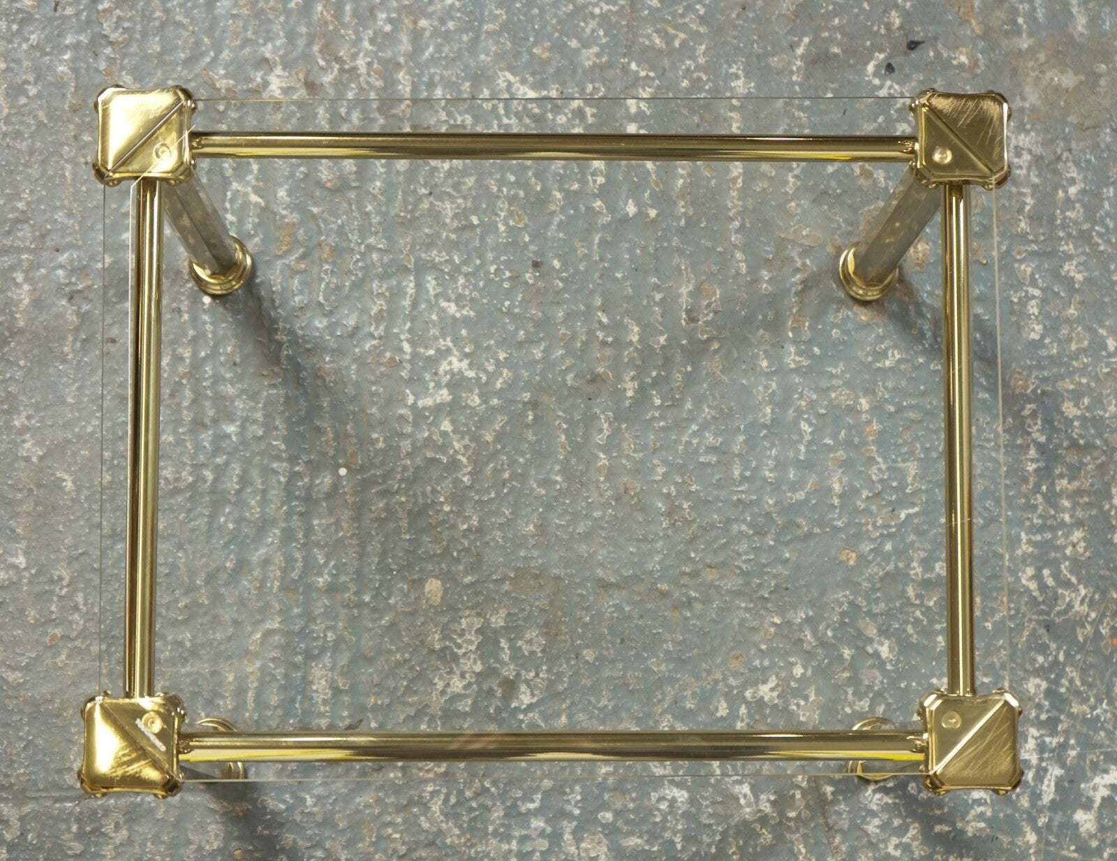 SET OF 1970'S HOLLYWOOD REGENCY GOLDEN BRASS GLASS NEST OF TABLES SIDE TABLE  J1