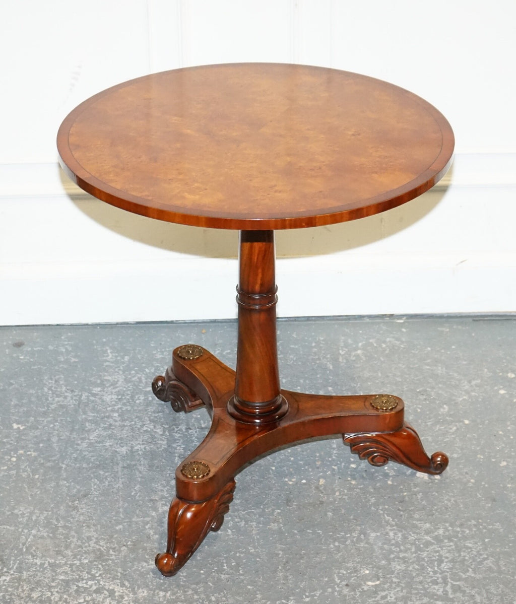 STUNNING FULLY RESTORED FRENCH EMPIRE STYLE BURR WALNUT SIDE WINE LAMP END TABLE