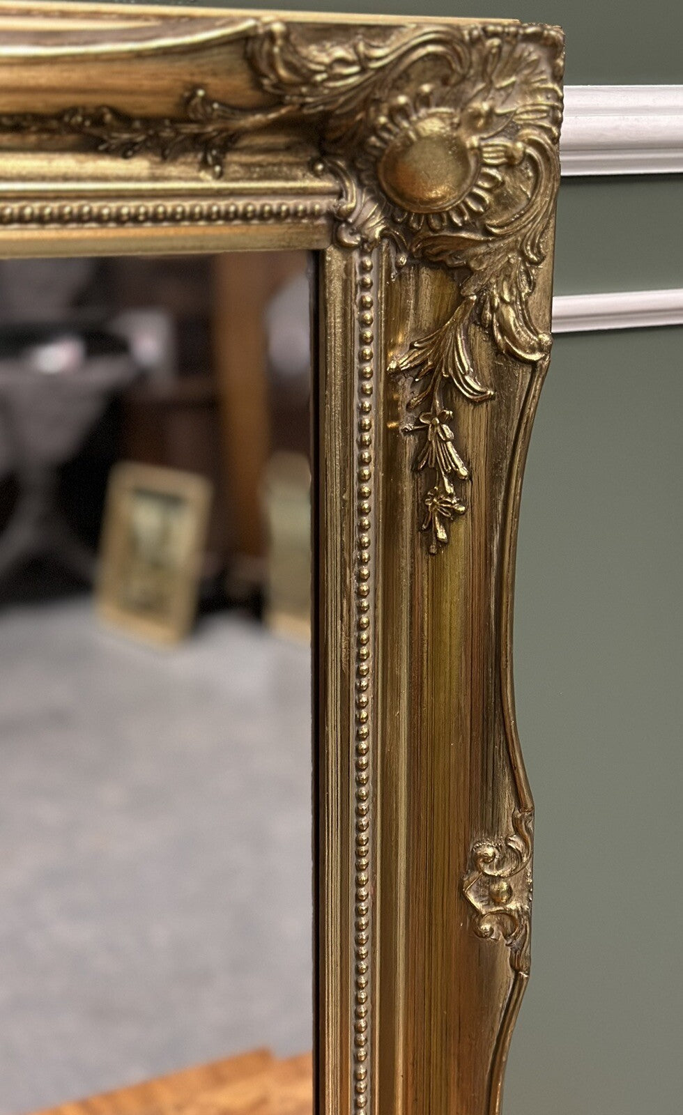 VINTAGE GOLDEN GILT STYLE OVERMANTEL WALL HANGING MIRROR, WIDTH 90 CM