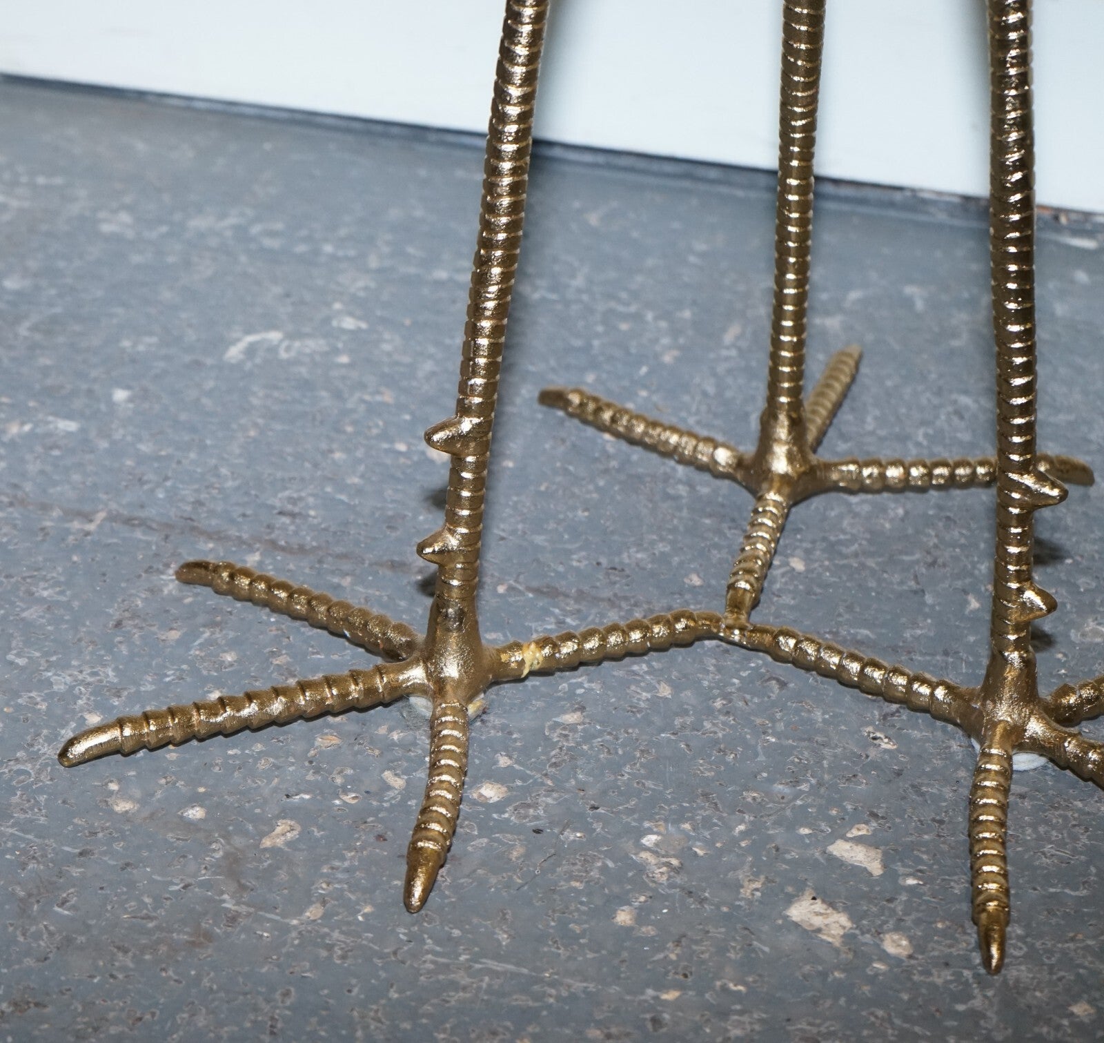 BEAUTIFUL SHOWROOM GREEN MARBLE GOLD BIRD FEET DISPLAY SiDE PLANT LAMP TABLE