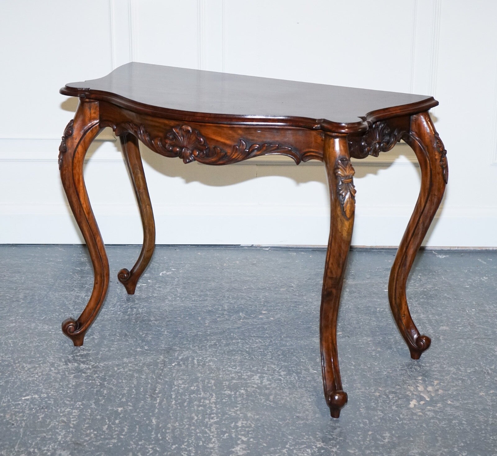 LATE 19TH CENTURY CARVED FRENCH HALL STAND CONSOLE TABLE WITH CABRIOLE LEGS