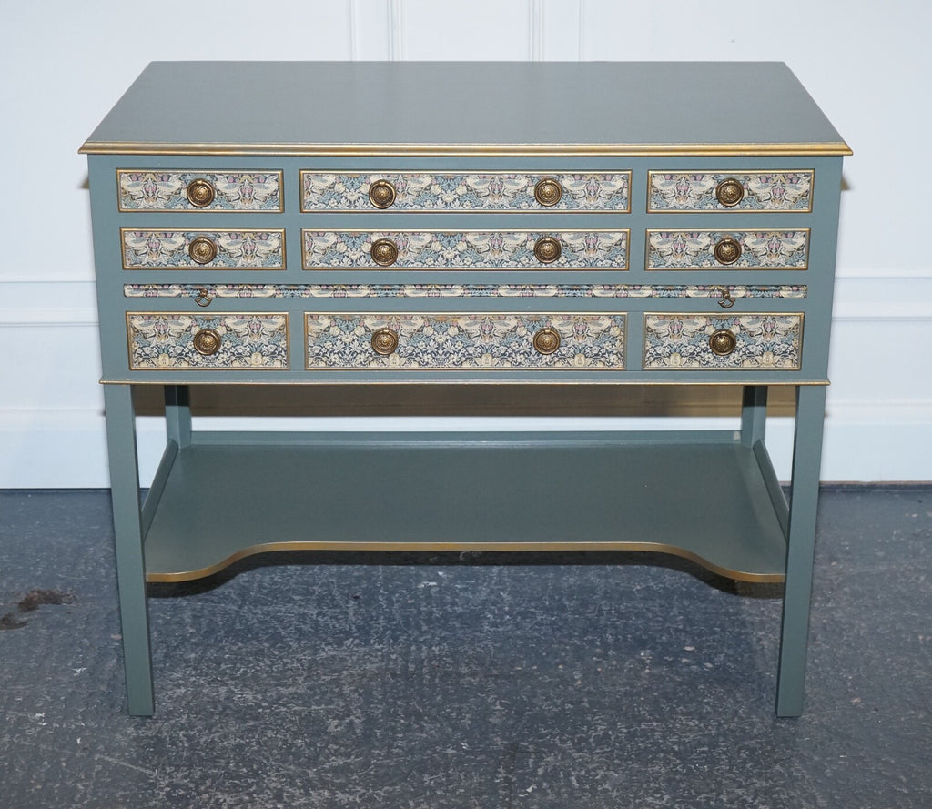 EUCALYPTUS GREEN & GOLD CONSOLE TABLE SIDEBOARD STRAWBERRY THIEF WILLIAM MORRIS
