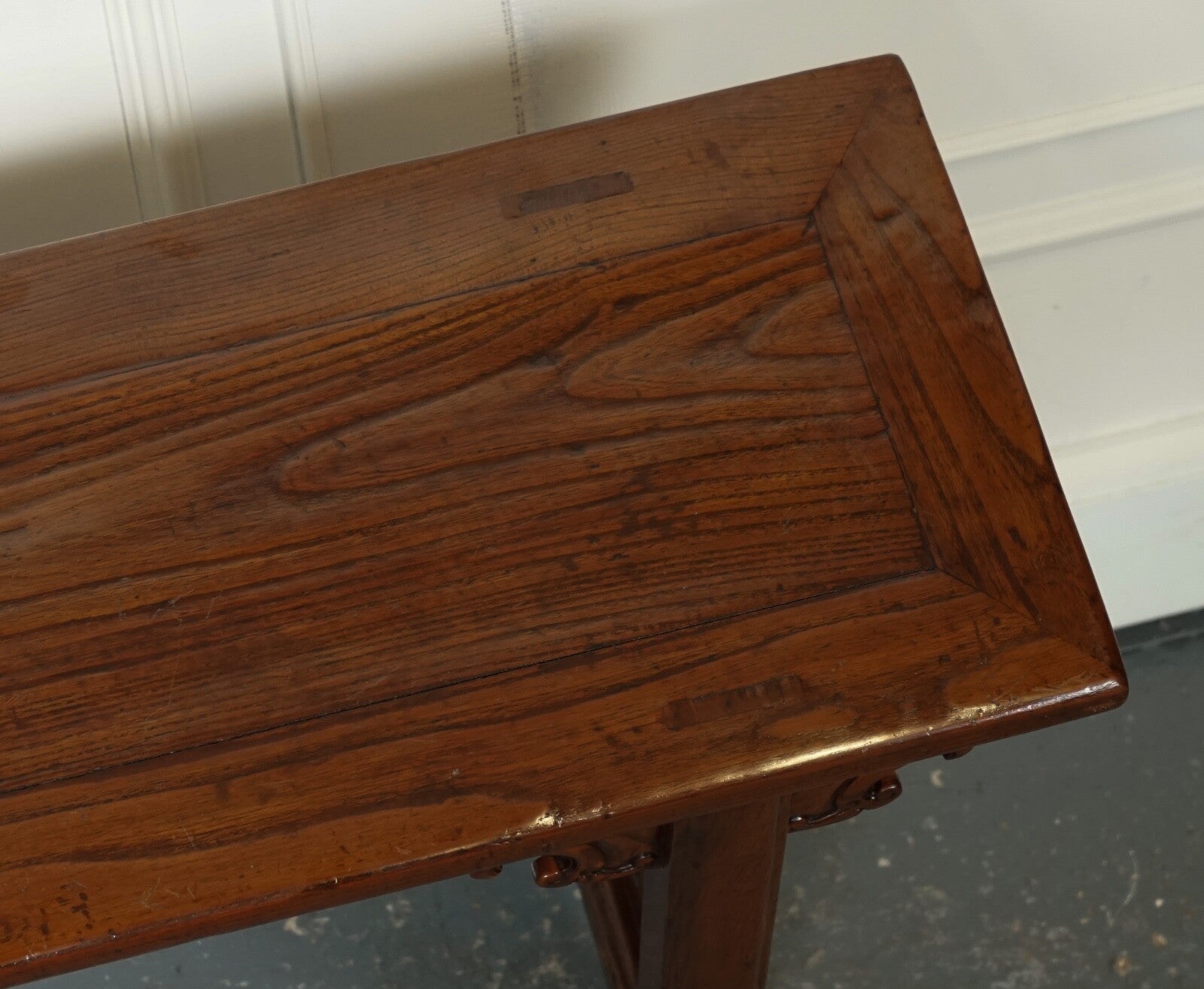 LATE 19TH CENTURY CHINESE ALTAR TABLE BENCH ELM WOOD J1