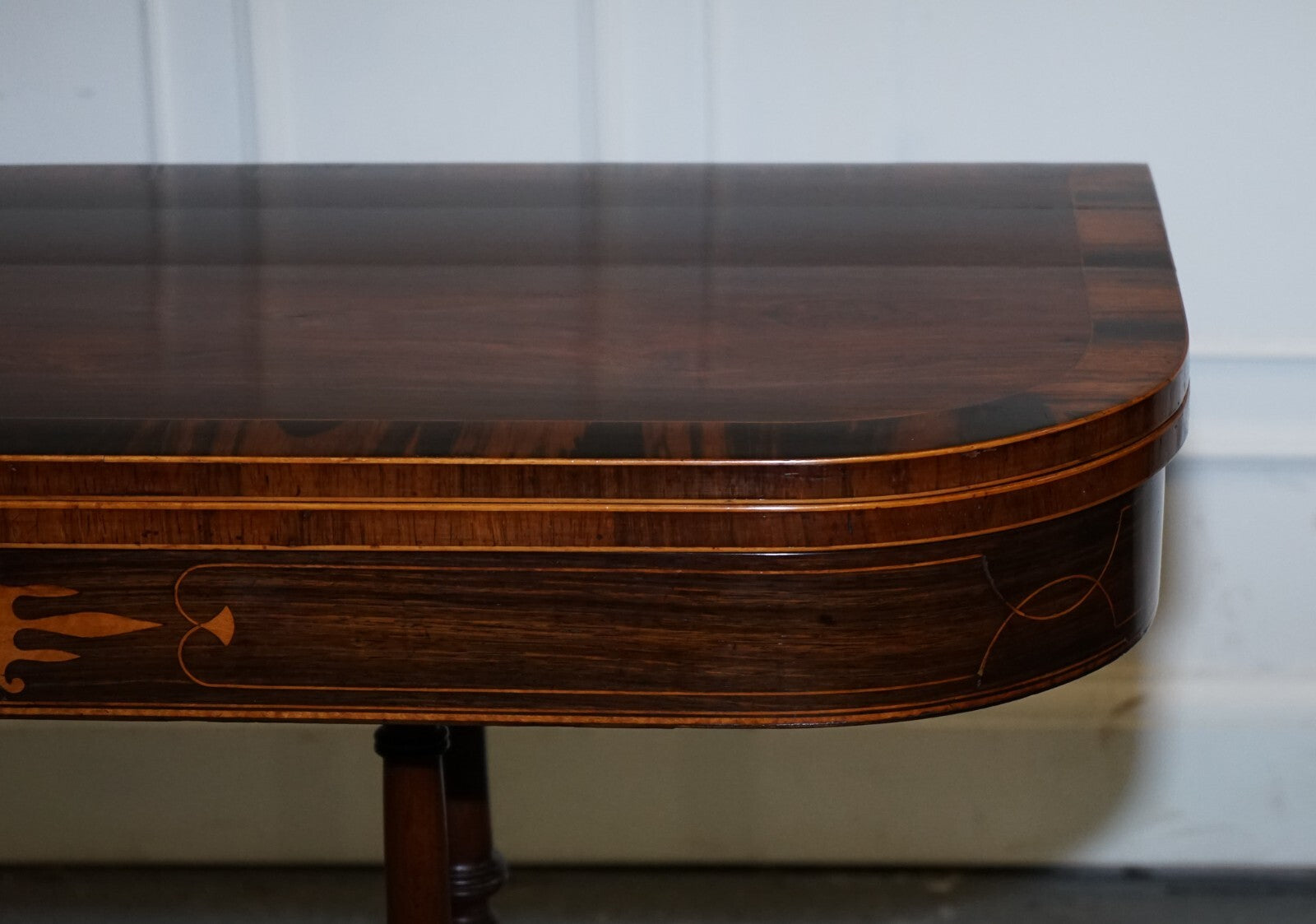 FULLY RESTORED GEORGIAN GAMES CARD FOLDING TABLE ON ORIGINAL BRASS CASTORS