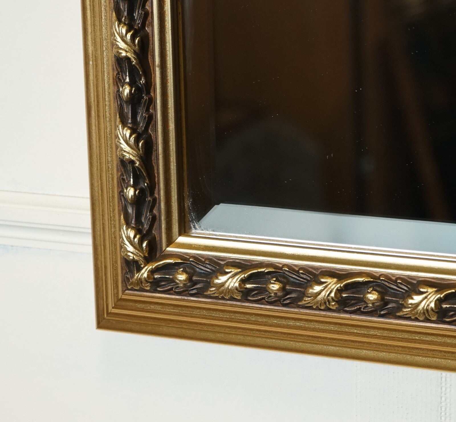 LOVELY GOLD ORNATE RECTANGLE BEVELLED MIRROR J1