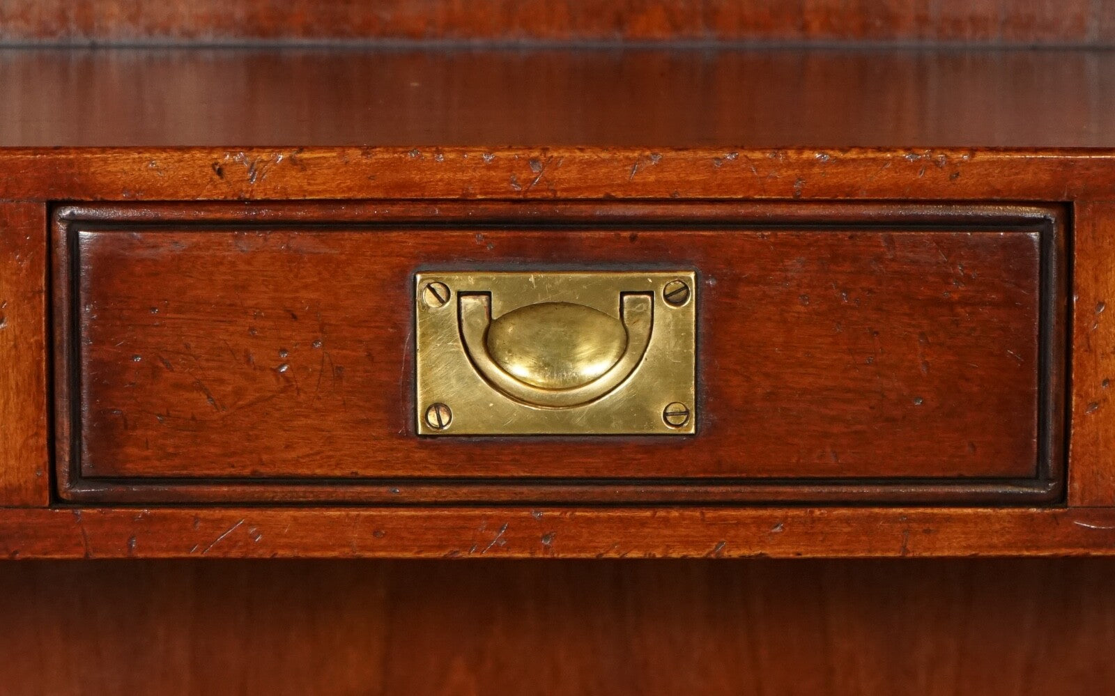 HARRODS LONDON KENNEDY THREE DRAWERS BURR YEW WOOD & BRASS MILITARY BOOKCASE