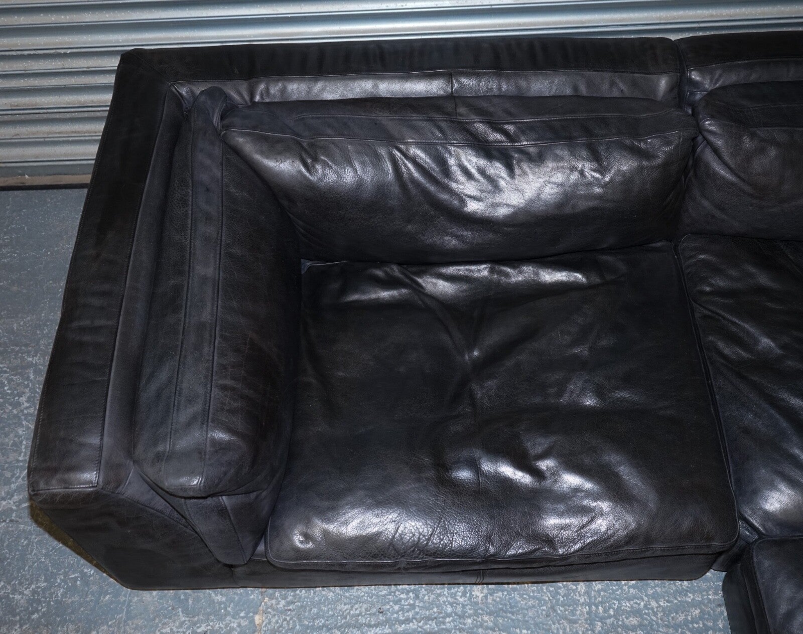 TIMOTHY OULTON ZENNA SECTIONAL GREY LEATHER SOFA FEATHER FILLED CUSHION RRP £10K