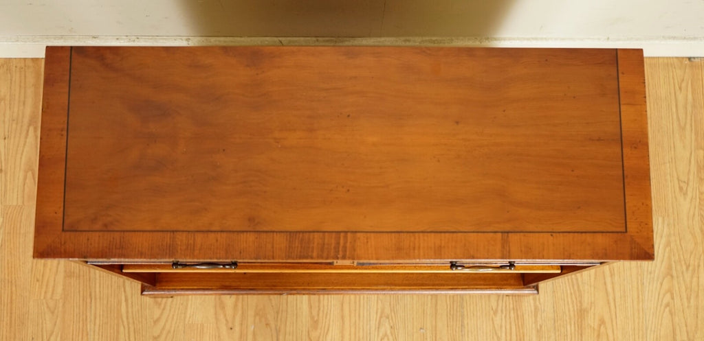 VINTAGE YEW WOOD DWARF OPEN LIBARY BOOKCASE CABINET