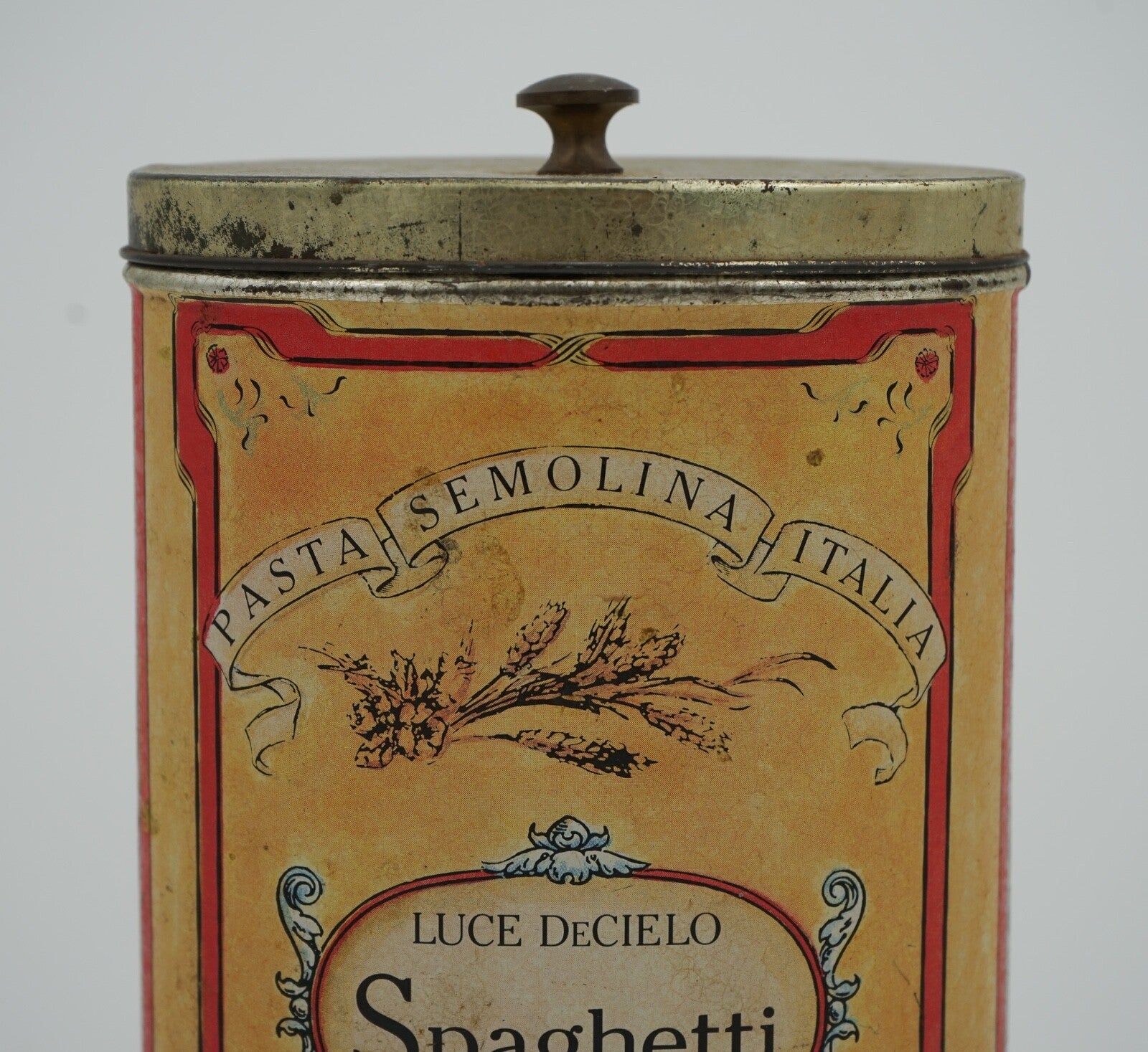 VINTAGE LUCE DECIELO ITLAIAN SPAGHETTI TIN VERY DECORATIVE