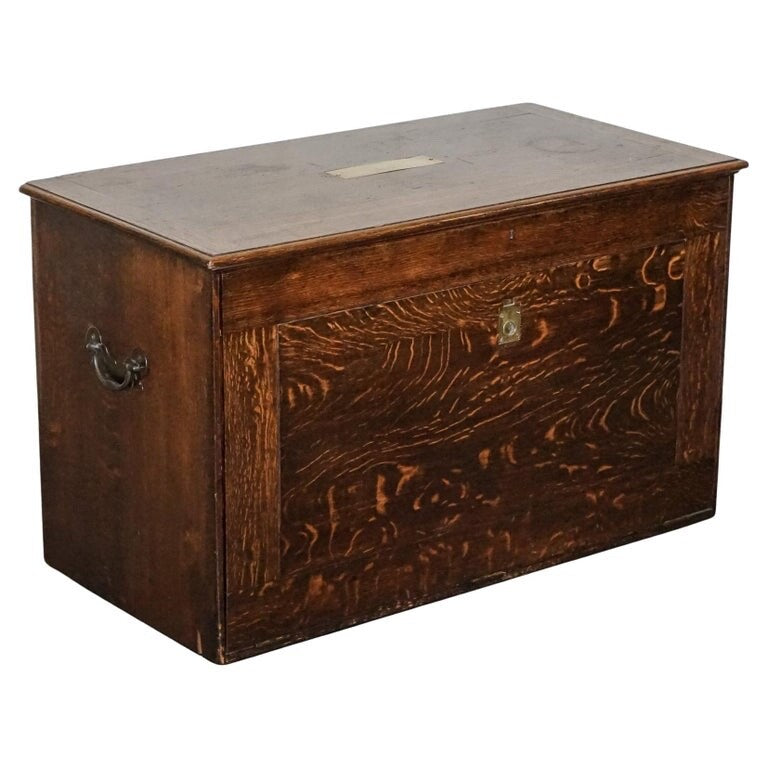LARGE RARE  VICTORIAN ANTIQUE MILITARY CAMPAIGN SPECIMEN TRUNK OR LETTERS TRUNK