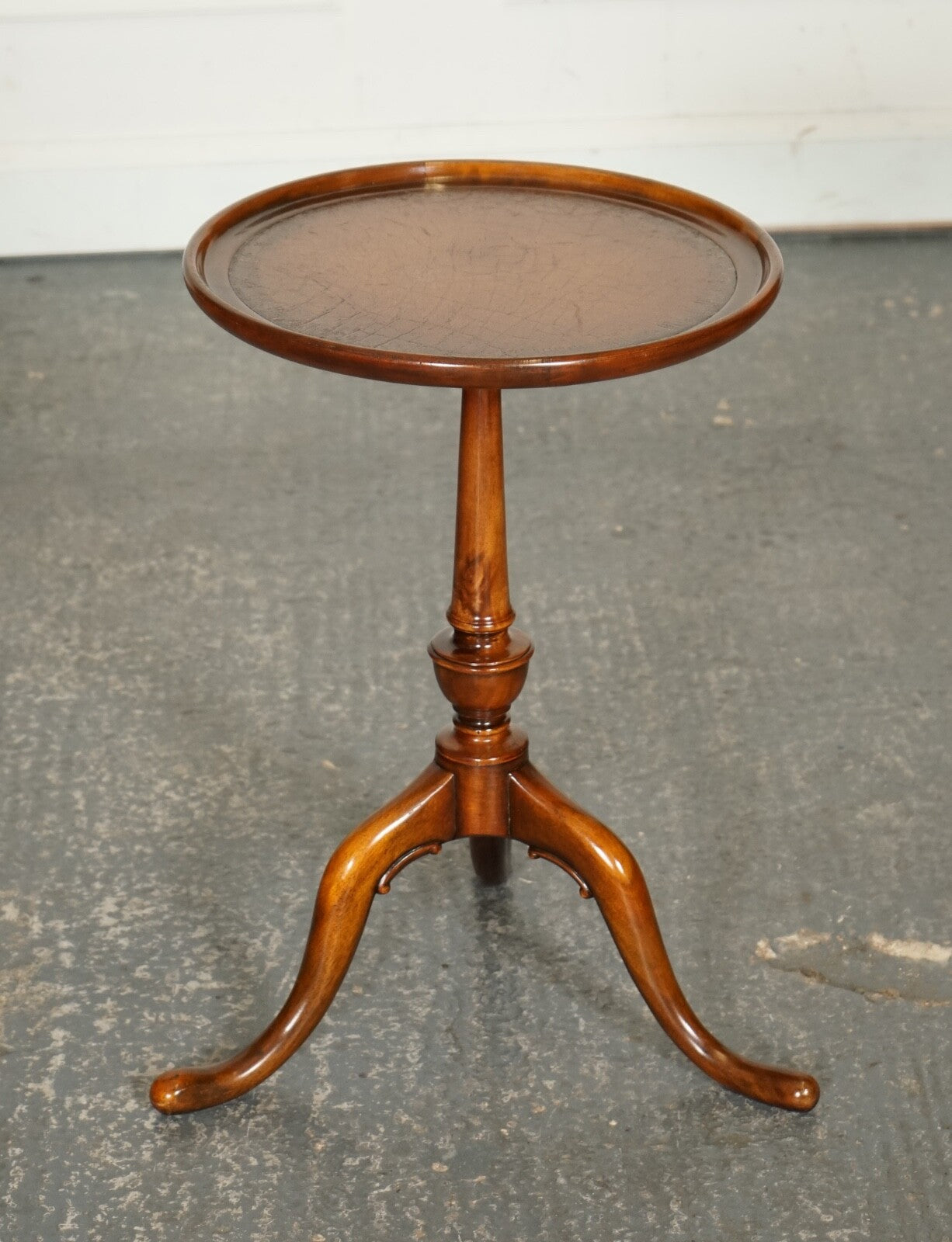 VINTAGE THEODORE ALEXANDER BROWN LEATHER TOP SIDE END WINE TABLE