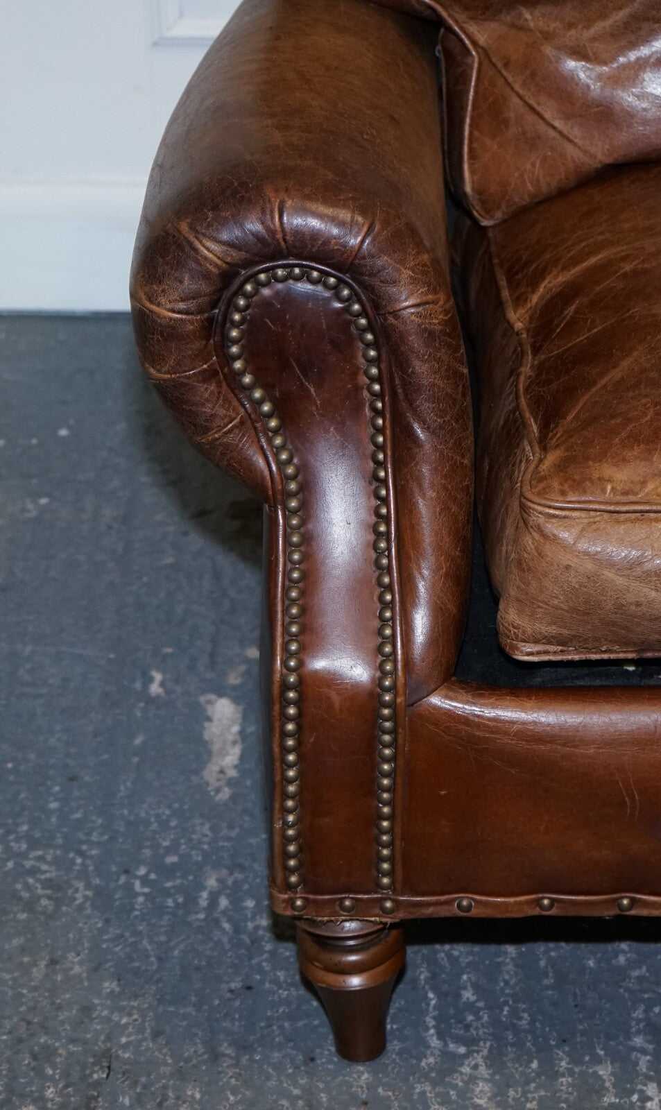 VINTAGE HALO TIMOTHY OULTON BALMORAL TWO SEATER BROWN HERITAGE LEATHER SOFA