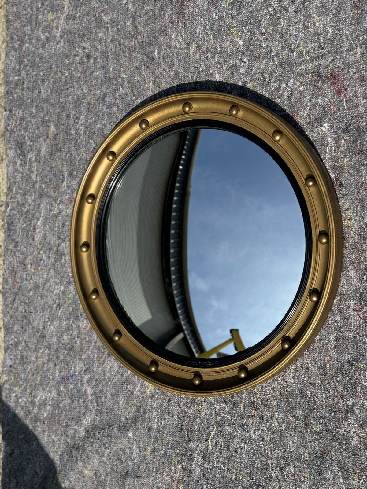 ANTIQUE 1920's CONVEX GOLD GILTWOOD BEVELLED MIRROR
