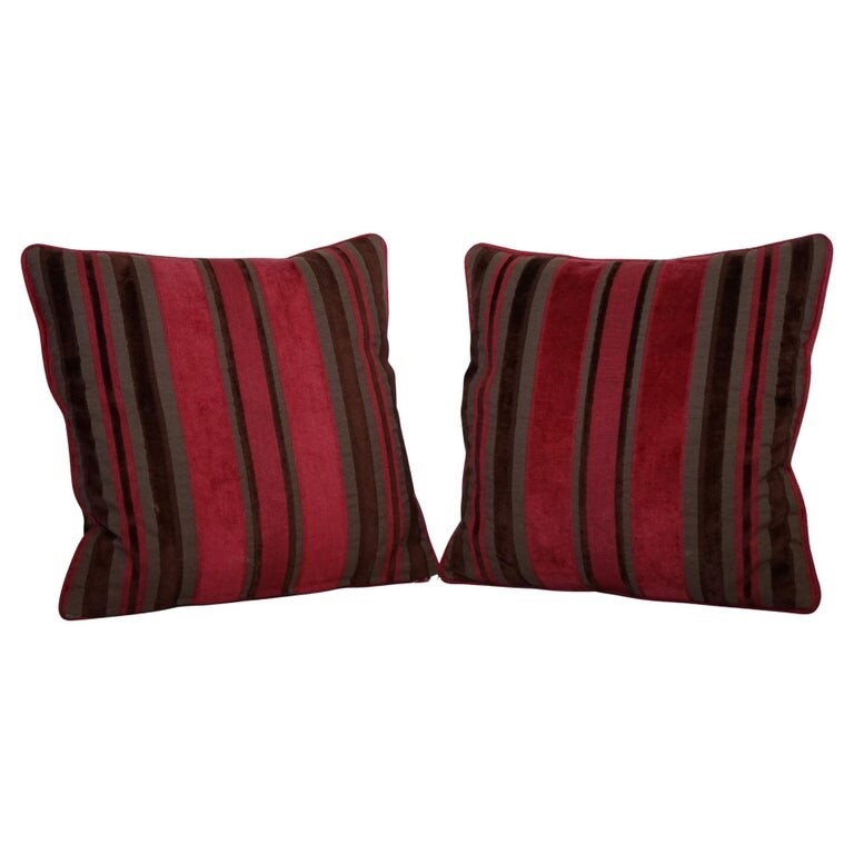 PAIR OF ALEXANDER & JAMES HUDSON STRIPEY SCATTER CUSHIONS
