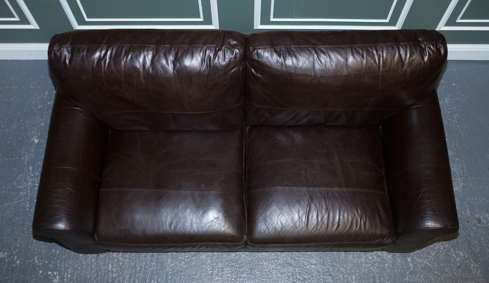 VINTAGE CHOCOLATE BROWN TWO TO THREE SEATER SOFA
