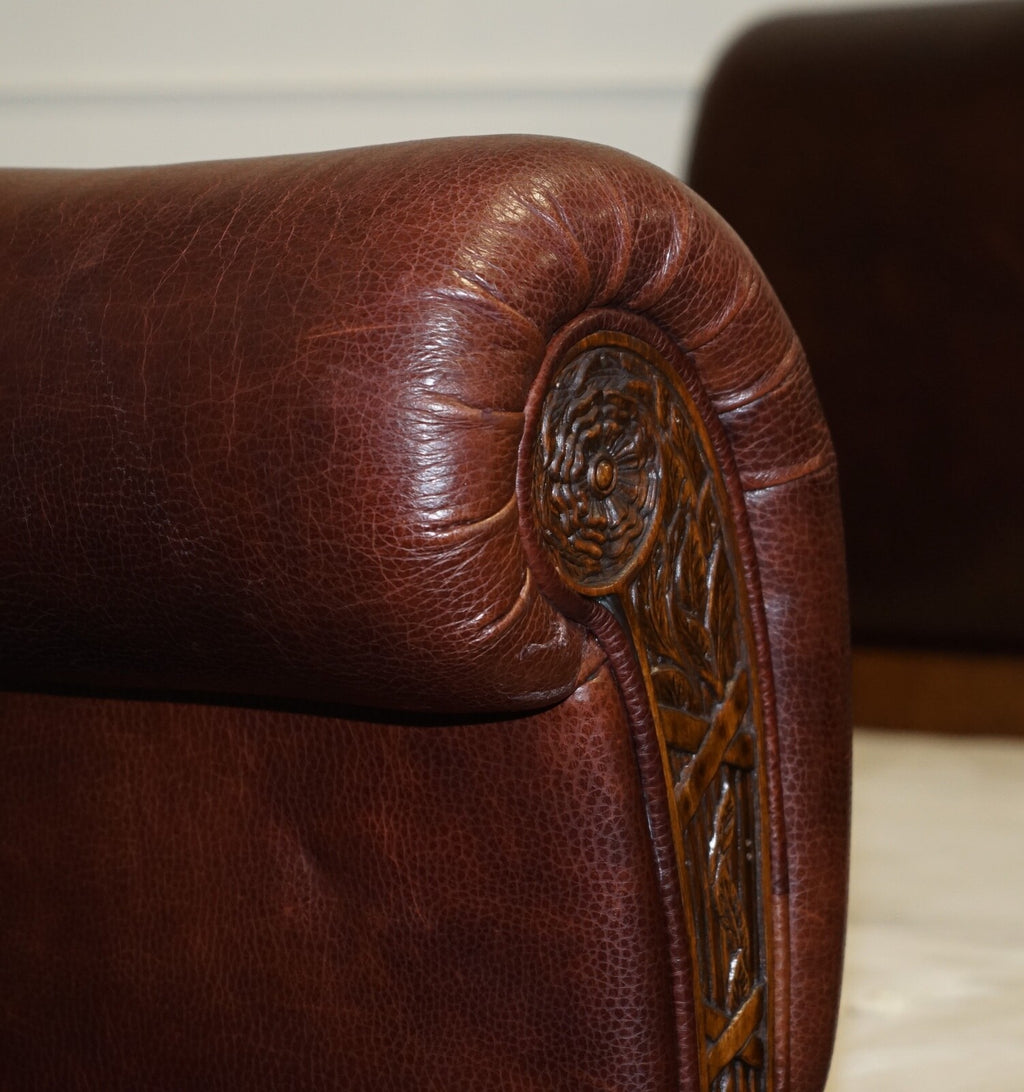 STUNNING KING SIZE BONAPARTE CARVED LEATHER BED AND SO TO BED RRP £14,000