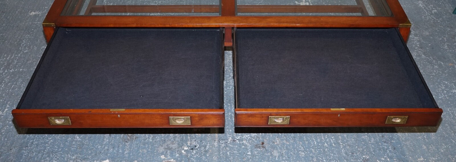 VERY LARGE COFFEE TABLE WITH INLAID GLASS PANELS  MADE BY KENNEDY HARRODS