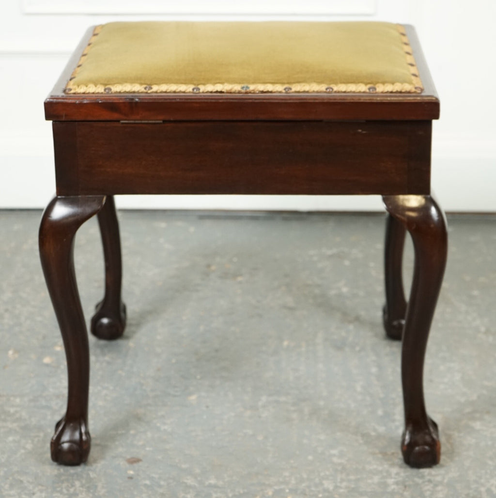 LAiDLER ROBSONS PIANO STOOL WITH STORAGE ON CLAW & BALL FEET
