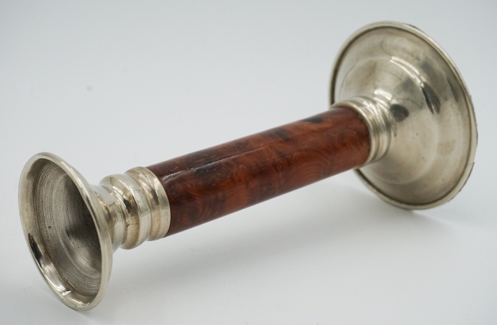PAIR OF LOVELY DECORATIVE ART DECO BURR WALNUT CANDLESTICKS