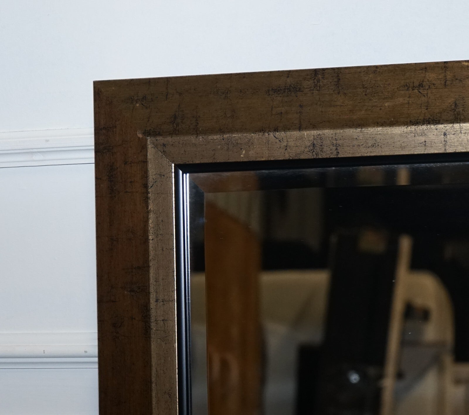 VINTAGE GOLDEN BEVELLED WALL MIRROR HANGED HORIZONTAL OR VERTICAL
