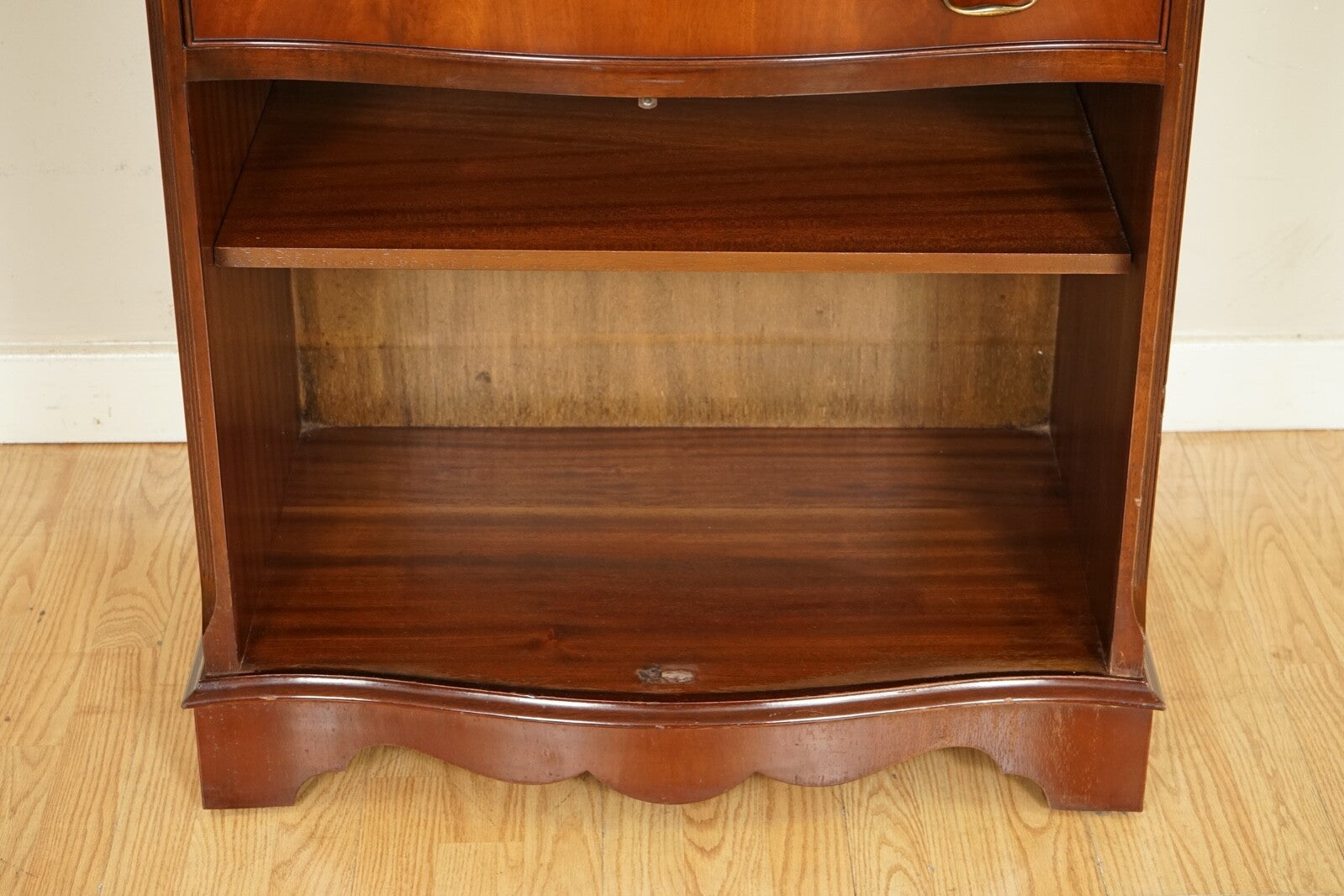 OPEN BOOKCASE CABINET WITH SHELVES SERVING TRAY AND DRAWER