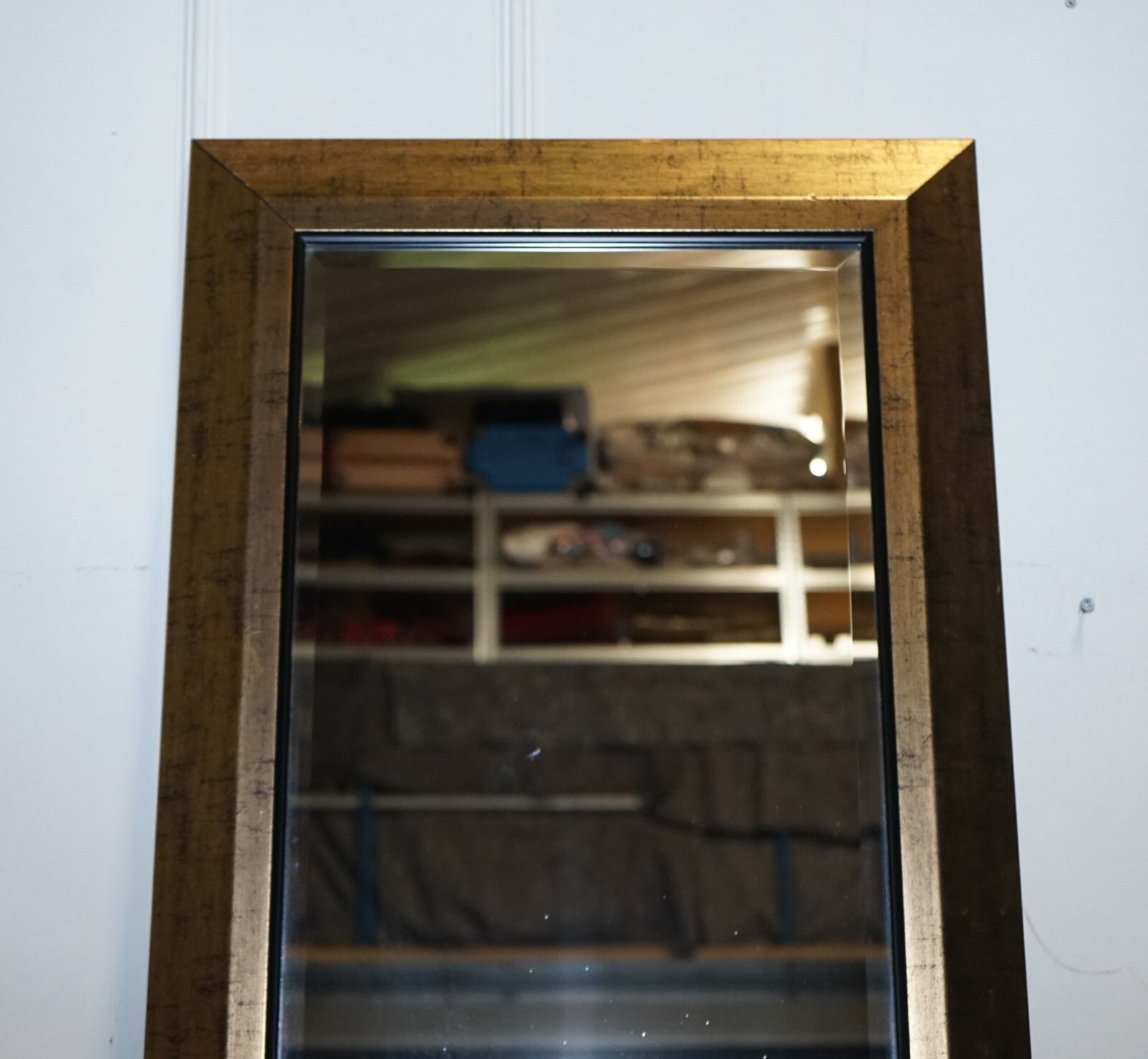 VINTAGE GOLDEN BEVELLED WALL MIRROR HANGED HORIZONTAL OR VERTICAL
