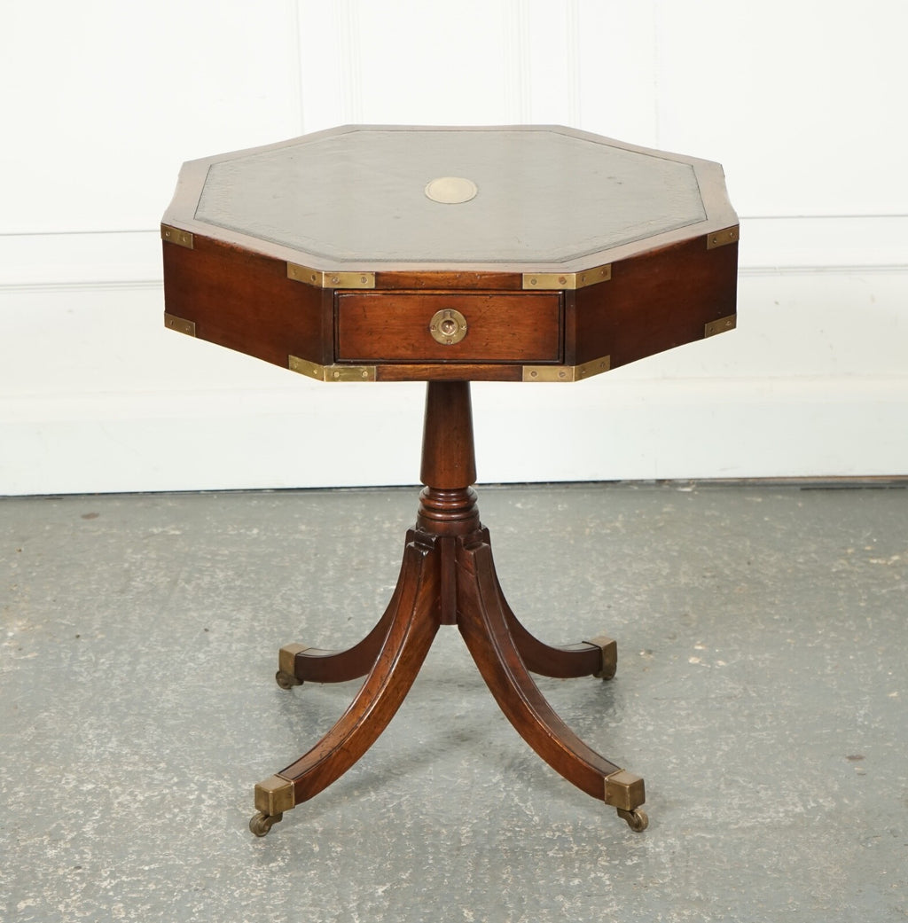 REVOLVING MILITARY CAMPAIGN REGENCY STYLE DRUM SIDE END TABLE BEVAN FUNNELL