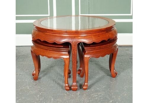ORIENTAL ASIAN ROSEWOOD TEA TABLE WITH SET OF 4 SEAT