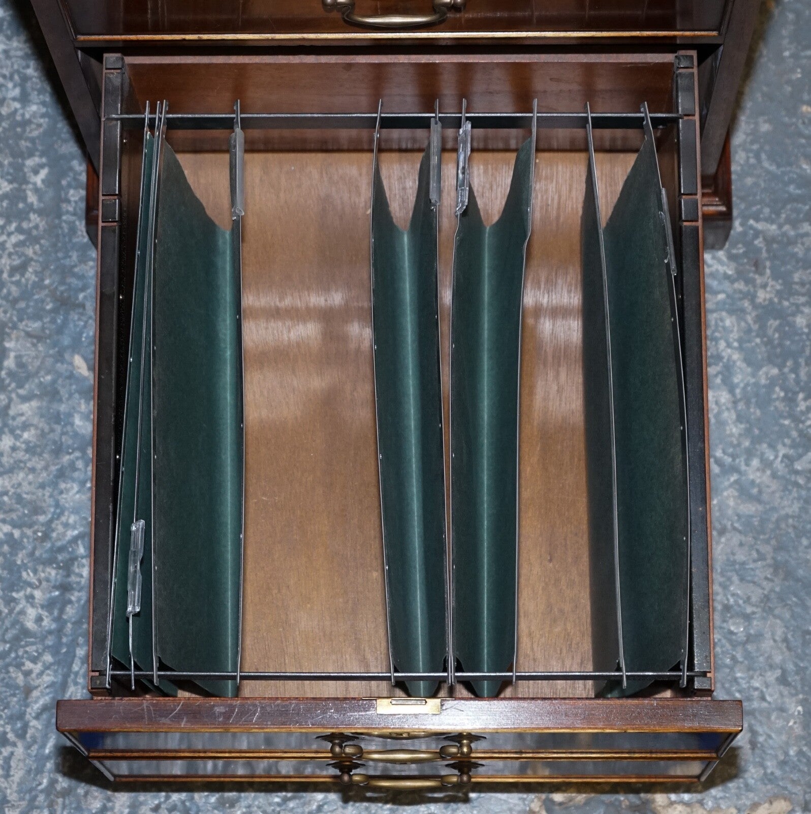 BEVAN FUNNELL FILLING CABINET RARE SAGE BLUE LEATHER VARIOUS SIZE FOLDERS