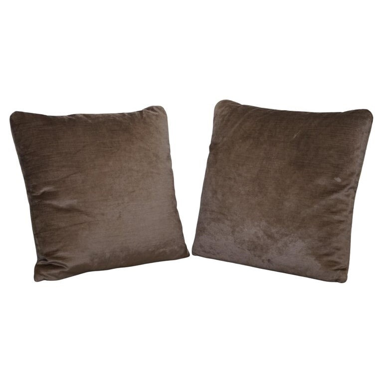 LOVELY VINTAGE PAIR OF BROWN FEATHER FILLED SCATTER CUSHIONS