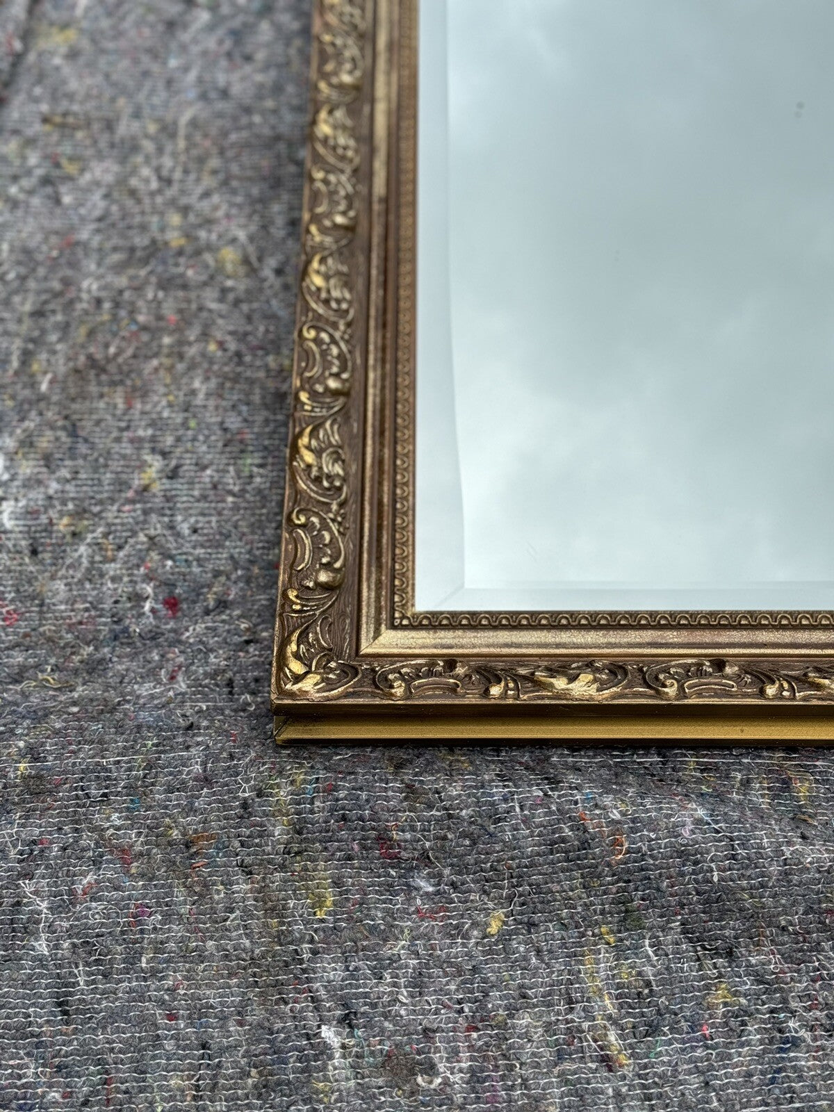 LARGE VINTAGE GOLD ORNATE BEVELLED MIRROR