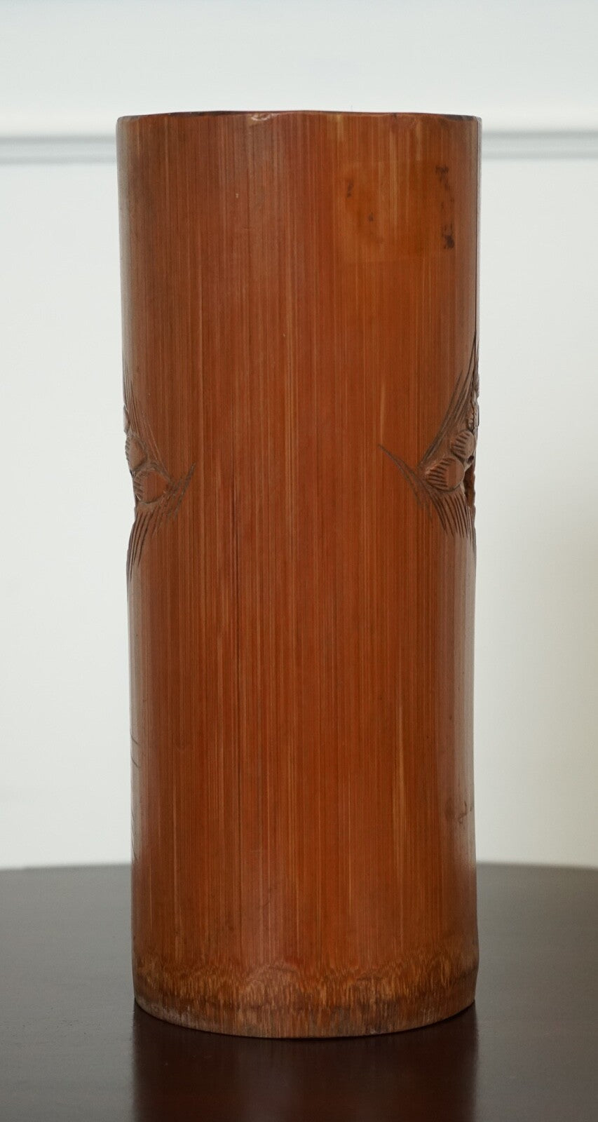 OLD CHINESE BAMBOO BRUSH POT DRIED FLOWER VASE