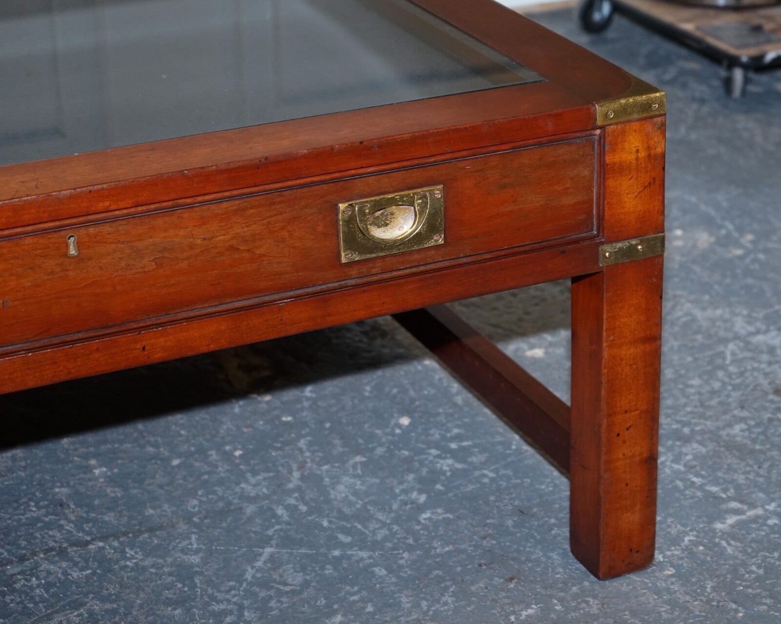 VERY LARGE COFFEE TABLE WITH INLAID GLASS PANELS  MADE BY KENNEDY HARRODS