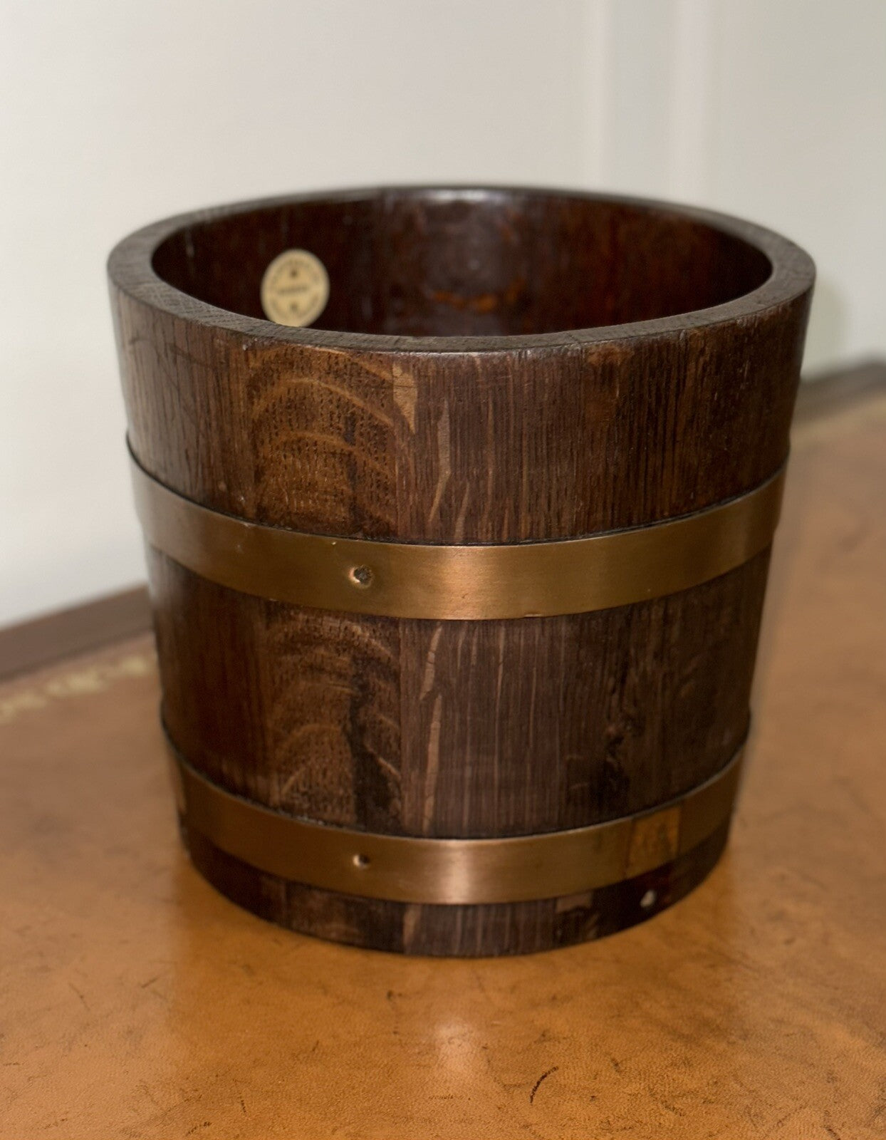 R A LISTER & CO OAK 1900s EDWARDIAN BUCKET WITH BRASS BRACES